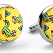 Load image into Gallery viewer, Hazard on Eight: Cufflinks - Yellow/Blue
