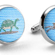 Load image into Gallery viewer, Tortoise & Hare: Woven Silk Cufflinks - Blue