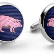 Load image into Gallery viewer, Pigs: Woven Silk Cufflinks - Navy