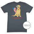 Load image into Gallery viewer, Patriotic Pup: Toddler Short Sleeve T-Shirt - Charcoal