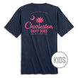 Load image into Gallery viewer, Skiff Dogs Hometown: Kid's Short Sleeve T-Shirt - Navy/Pink