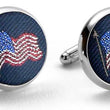 Load image into Gallery viewer, American Flag: Woven Silk Cufflinks - Navy