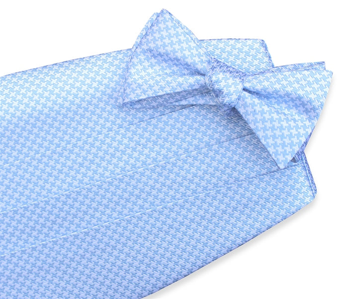 Houndstooth: Cummerbund Set - Blue/White