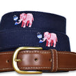 Load image into Gallery viewer, Pink Elephants: Embroidered Belt - Navy
