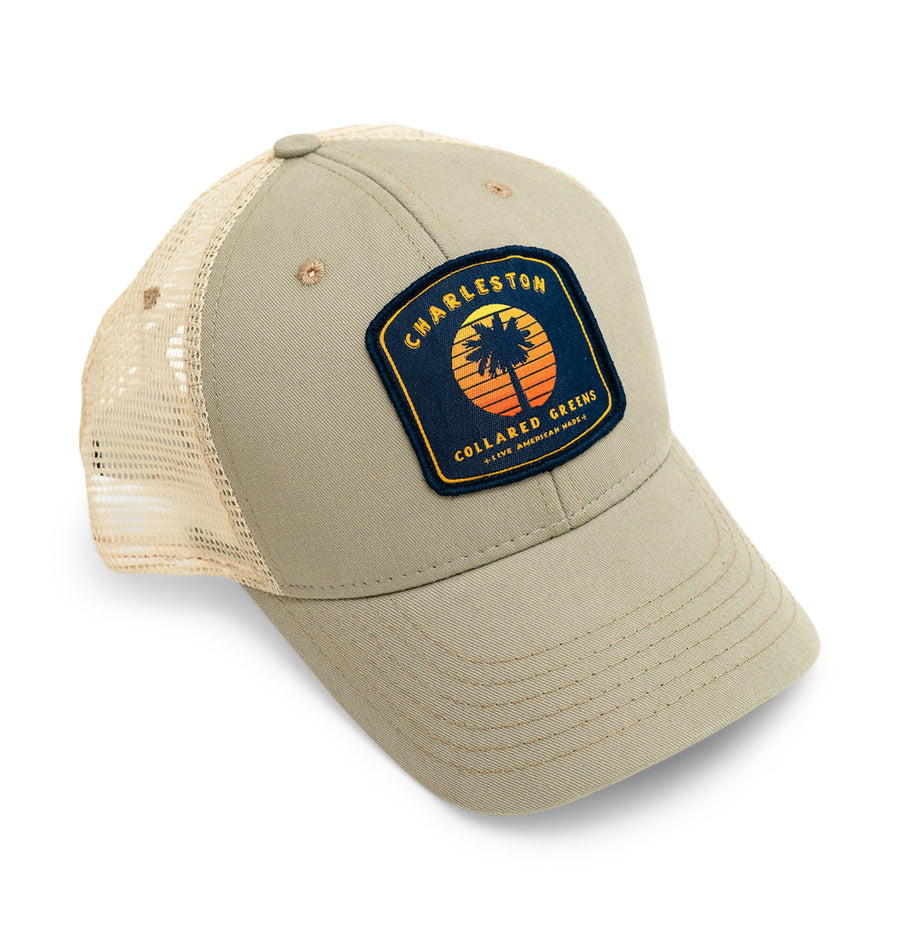 Vintage Sunset: Badged Trucker Cap - Cattail