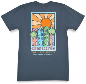 East Bay Sunrise: Short Sleeve T-Shirt - Steel Blue