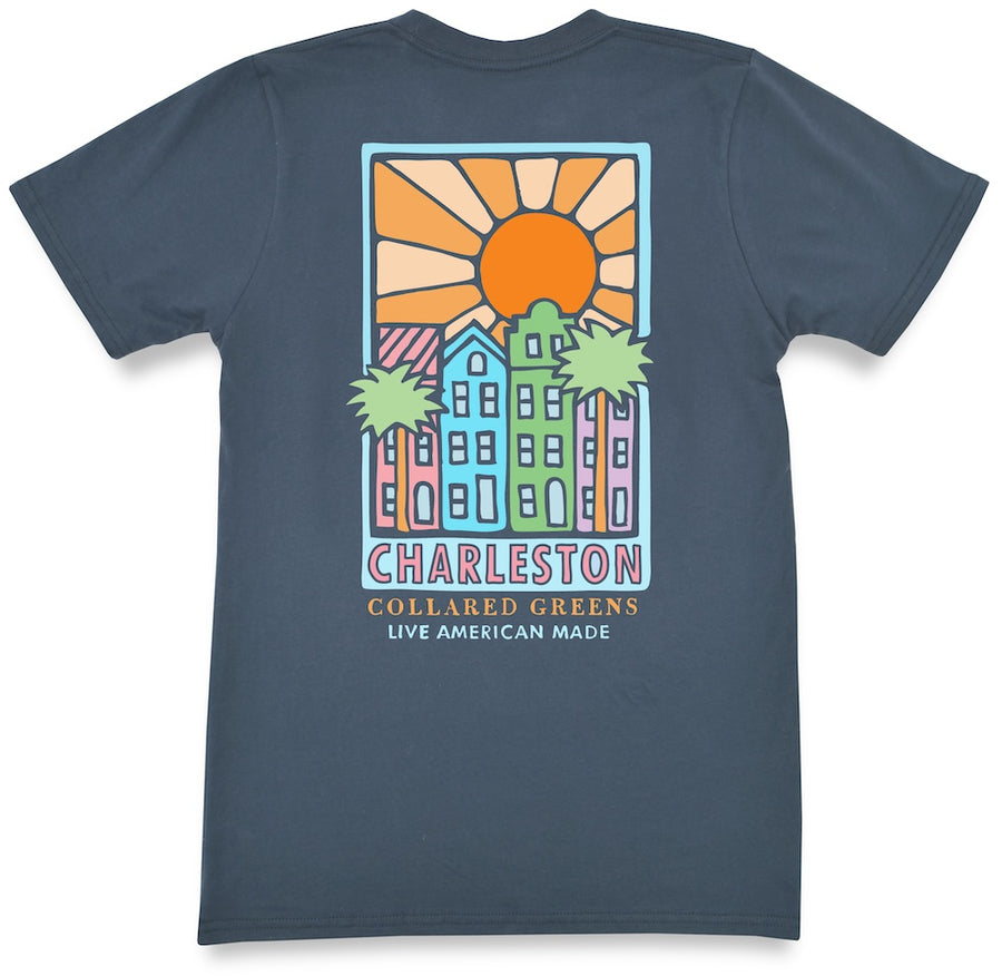 East Bay Sunrise: Short Sleeve T-Shirt - Steel Blue