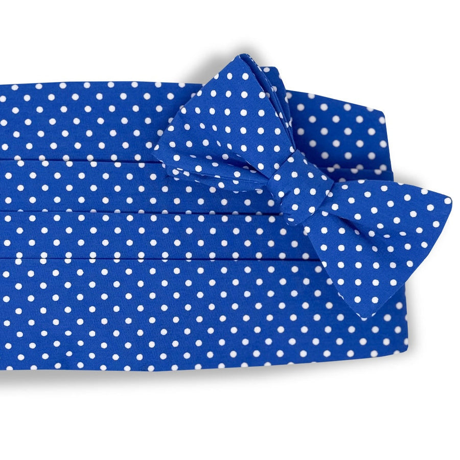 Regimental Spots: Carolina Cotton Cummerbund Set - Royal Blue/White