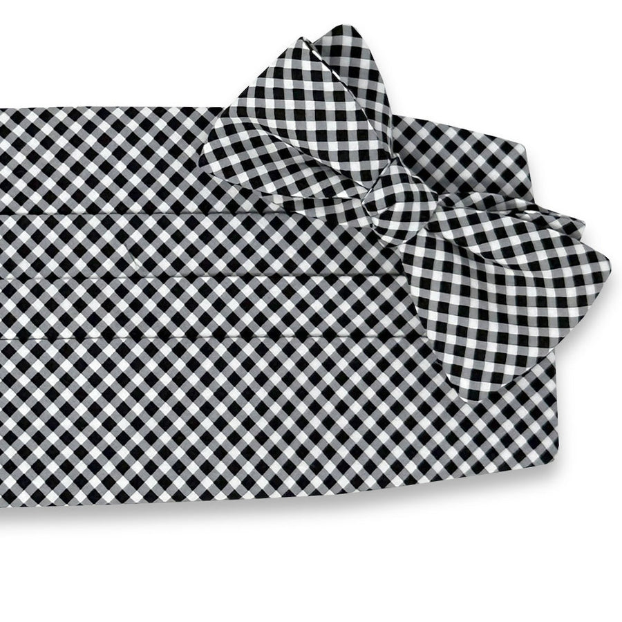 Evening Ginham: Carolina Cotton Cummerbund Set - Black/White