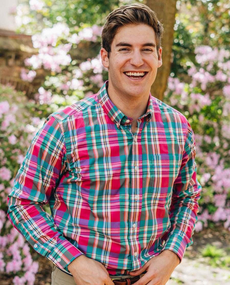 Bolton: Brookline Button Down Shirt - Lavender/Navy