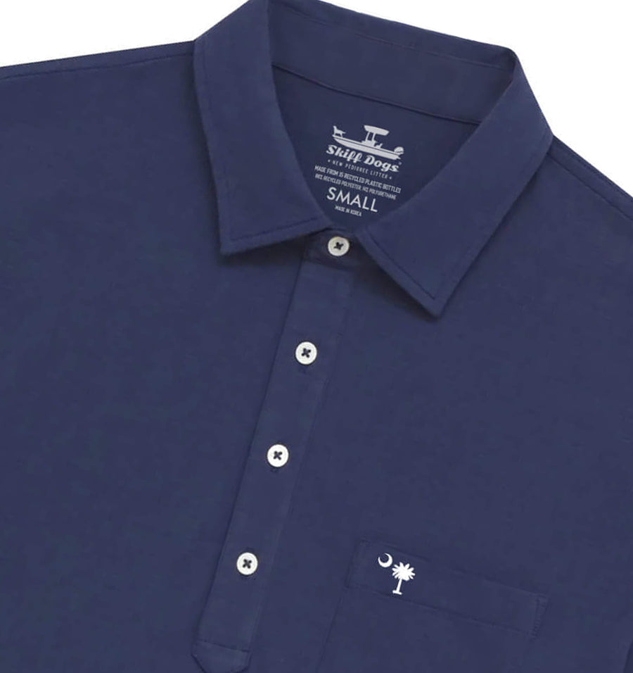 Palmetto Moon: Upcycled Surf Polo - Deep Blue