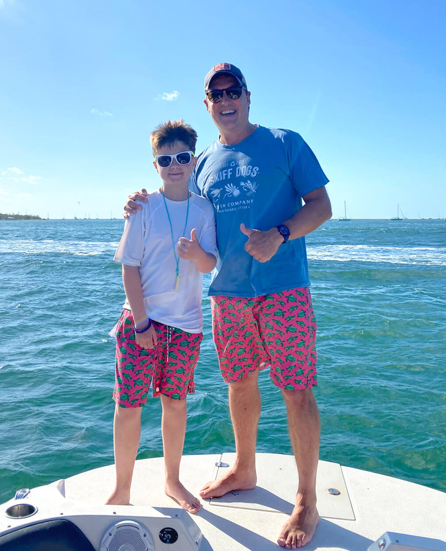 Turtle Tour: Kid's Swim Trunks - Coral