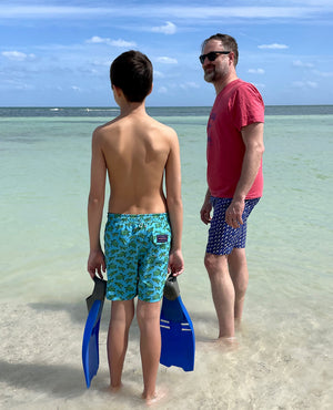 Tarpon Tricks: Kid's Swim Trunks - Turquoise