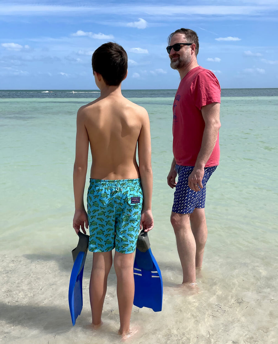 Turtle Tour: Kid's Swim Trunks - Coral