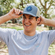 Load image into Gallery viewer, Grateful Bear: Badged Trucker Cap - Port Side Red
