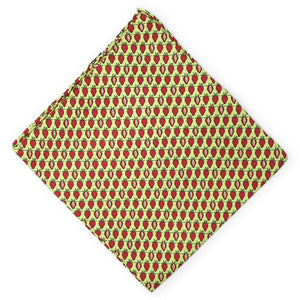 Strawberry: Silk Pocket Square - Green