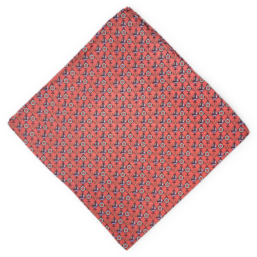 Nauticals: Silk Pocket Square - Red