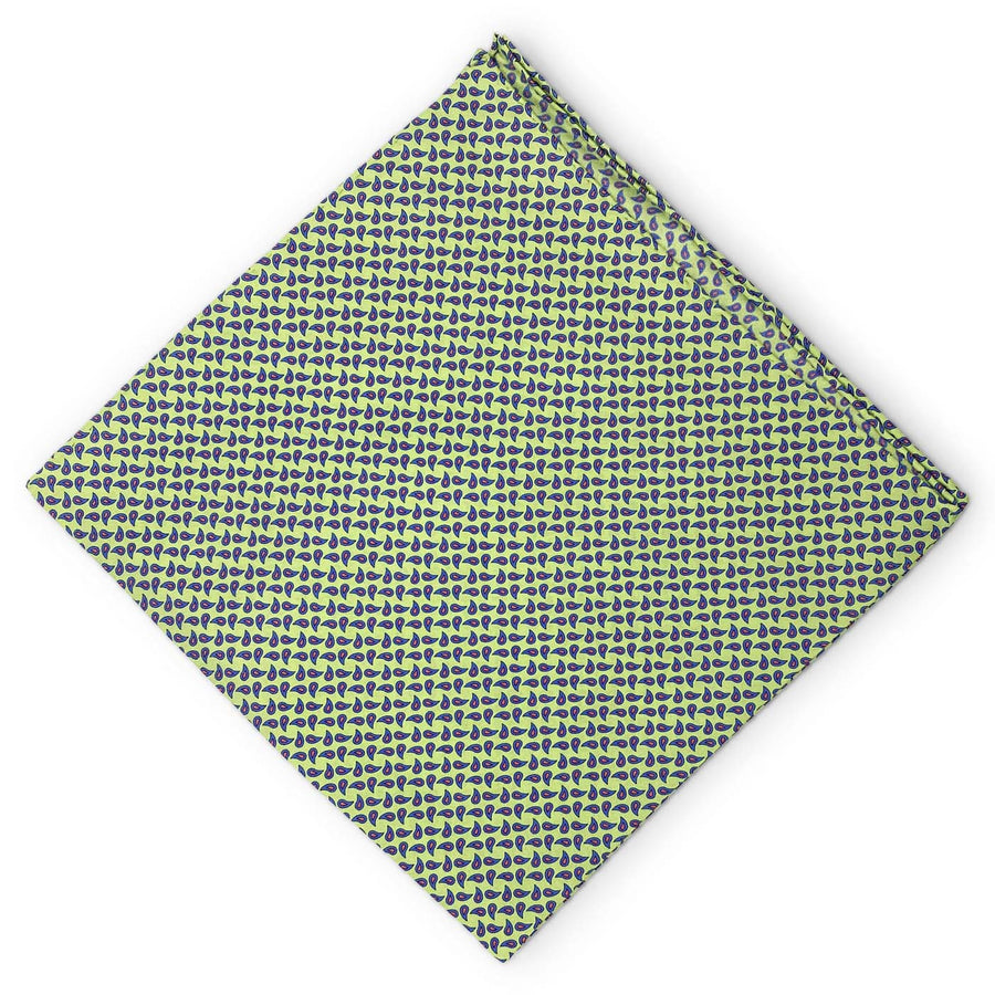 Tiny Pines II: Silk Pocket Square - Green