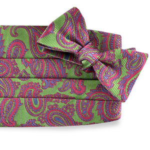 Paisley: Cummerbund Set - Green/Pink