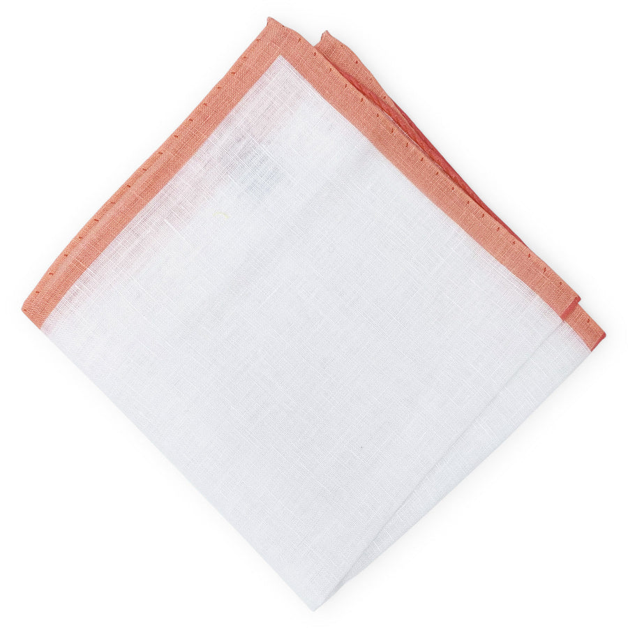 Borders: Linen Pocket Square - Coral