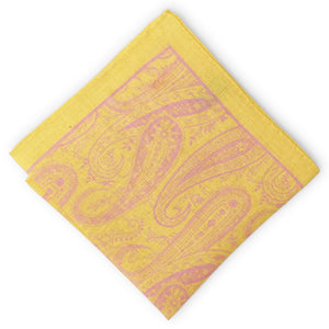 Paisley I: Linen Pocket Square - Orange