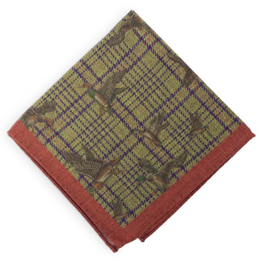 Pheasant Plaid: Wool Pocket Square - Red