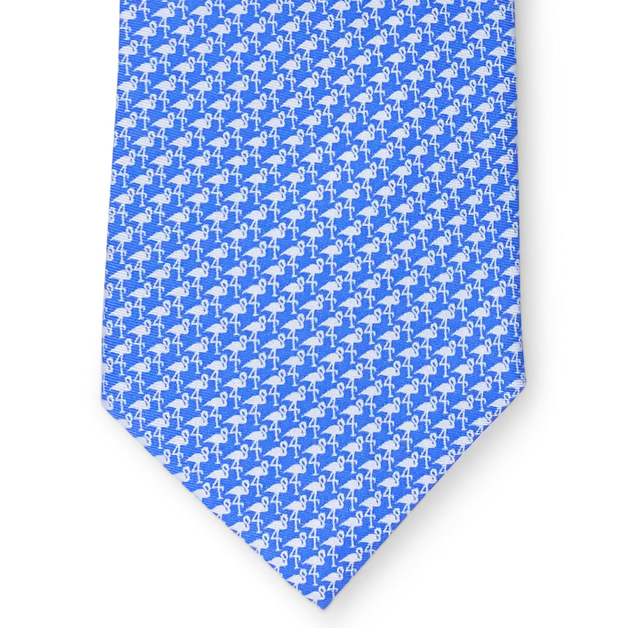 Flamingo Silhouette: Tie - Blue