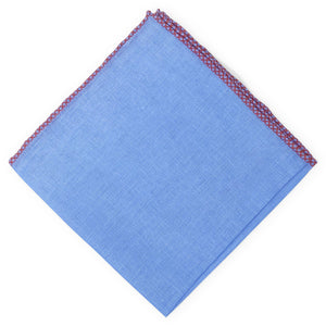 Half Moon: Linen Pocket Square - Blue/Red