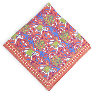 Elephants: Silk Pocket Square - Pink