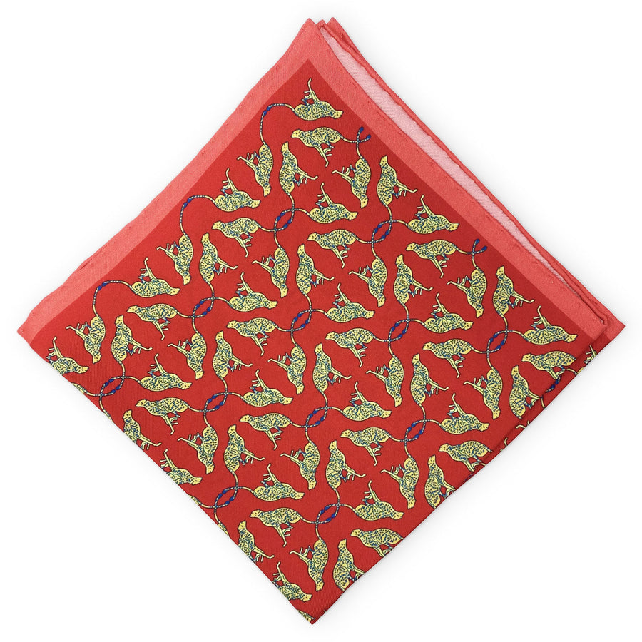 Jaguar: Silk Pocket Square - Red