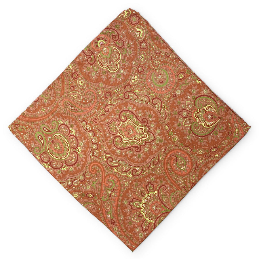 Paisley: Silk Pocket Square - Red