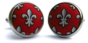 Fleur De Lis: Cufflinks - Red