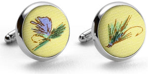 Hooked on Flies: Cufflinks - Yellow