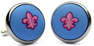 Fleur Stripe: Cufflinks - Light Blue