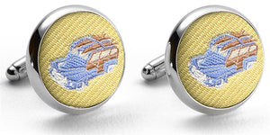 American Made Collared Greens Cufflinks - Silk Yellow Made in the USA