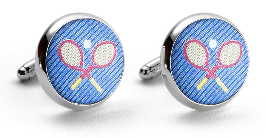 Tennis Racket: Cufflinks - Blue