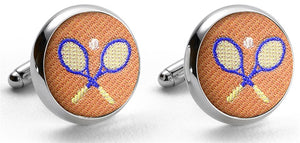 Tennis Racket: Cufflinks - Orange