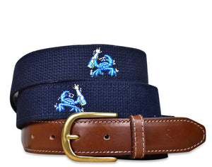 Drunken Crab: Embroidered Belt - Navy