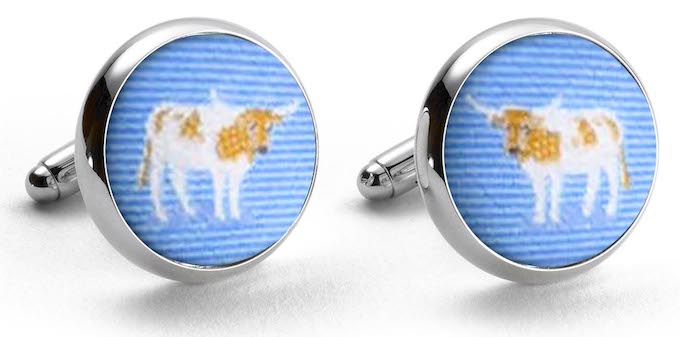 Longhorn: Woven Silk Cufflinks - Blue