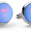 Load image into Gallery viewer, Flamingos: Woven Silk Cufflinks - Light Blue
