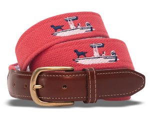 Skiff Dogs: Embroidered Belt - Coral