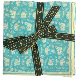 Pink Elephant: Cotton Pocket Square - Turquoise