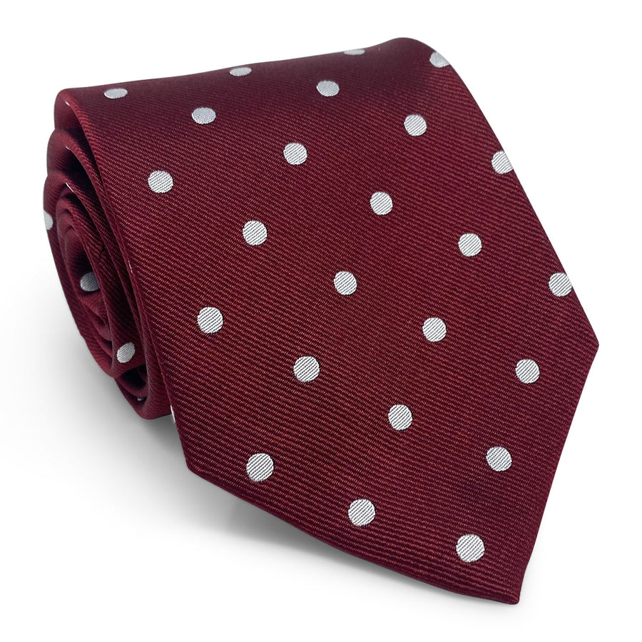 College Collection Dots: Tie - Maroon/Silver