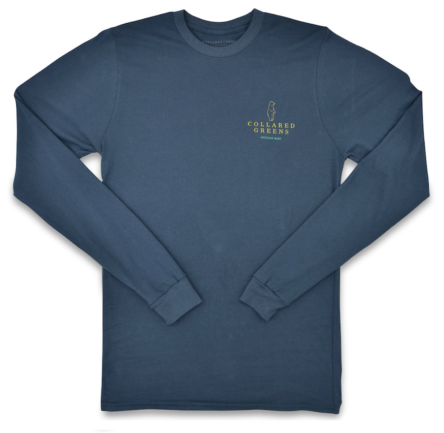 Good Boy: Long Sleeve T-Shirt - Yellow Lab on Steel Blue