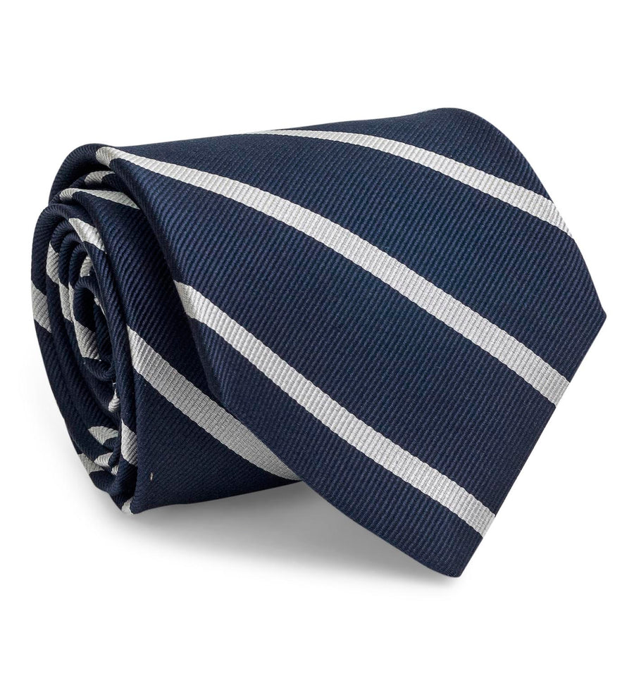 Stowe: Tie - Navy/Silver