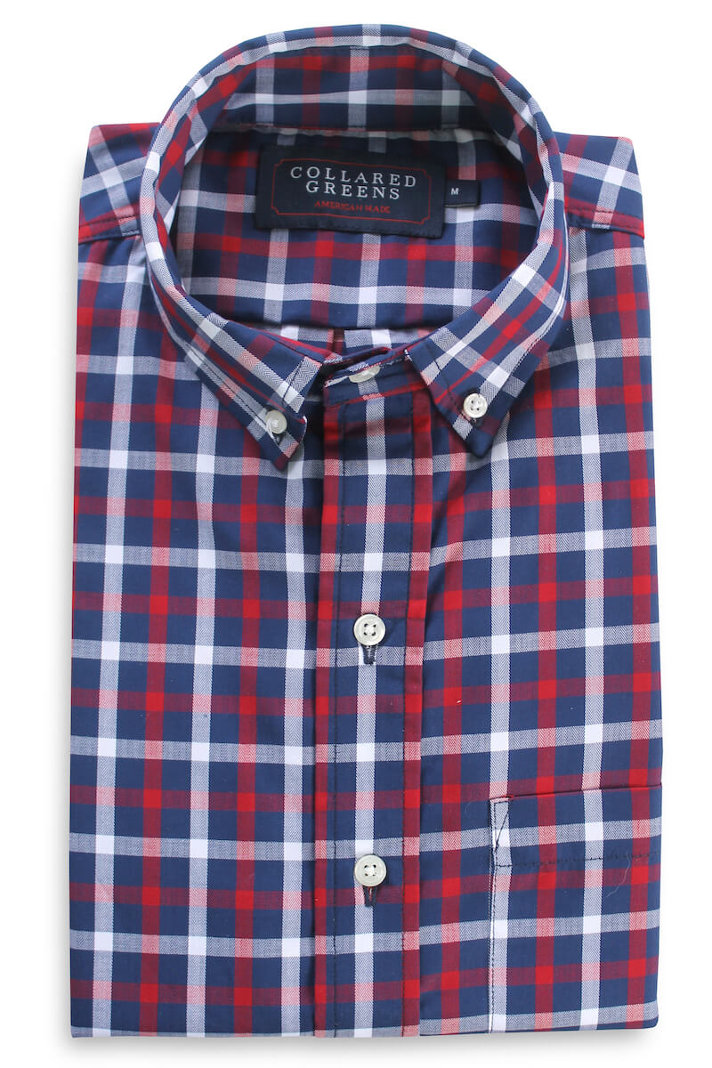 Arlington: Brookline Button Down Shirt - Red/Navy (S & M)