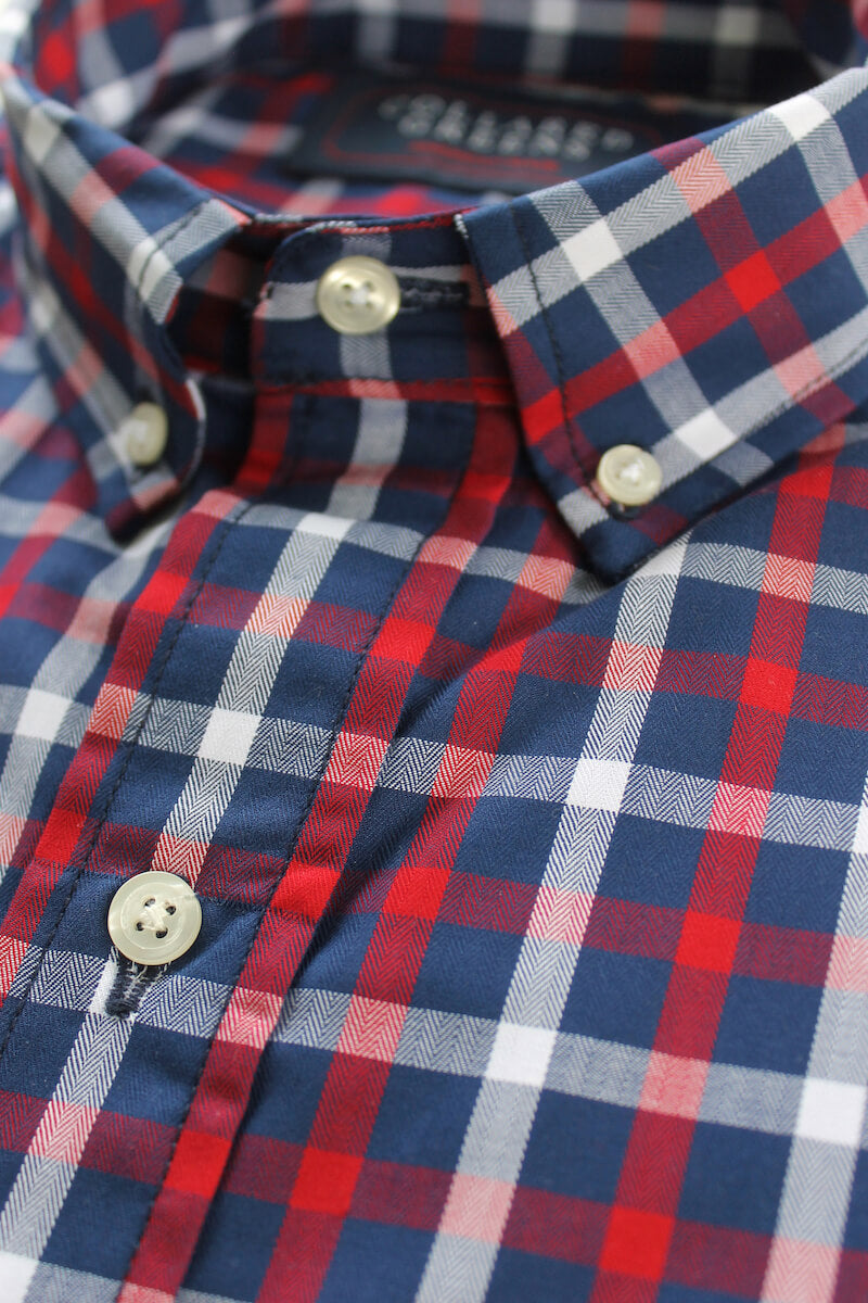 Arlington: Brookline Button Down Shirt - Red/Navy (S & M)