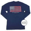 Load image into Gallery viewer, Trout Flag: Kid&#39;s Long Sleeve T-Shirt - Navy
