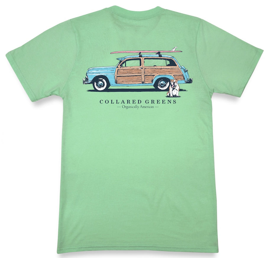 Beach Bound Bulldog: Short Sleeve T-Shirt - Palm Green