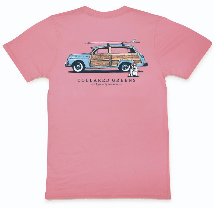 Beach Bound Bulldog: Short Sleeve T-Shirt - Pink